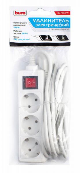 Сетевой фильтр Buro BU-PS3.5/W 5м (3 розетки) белый